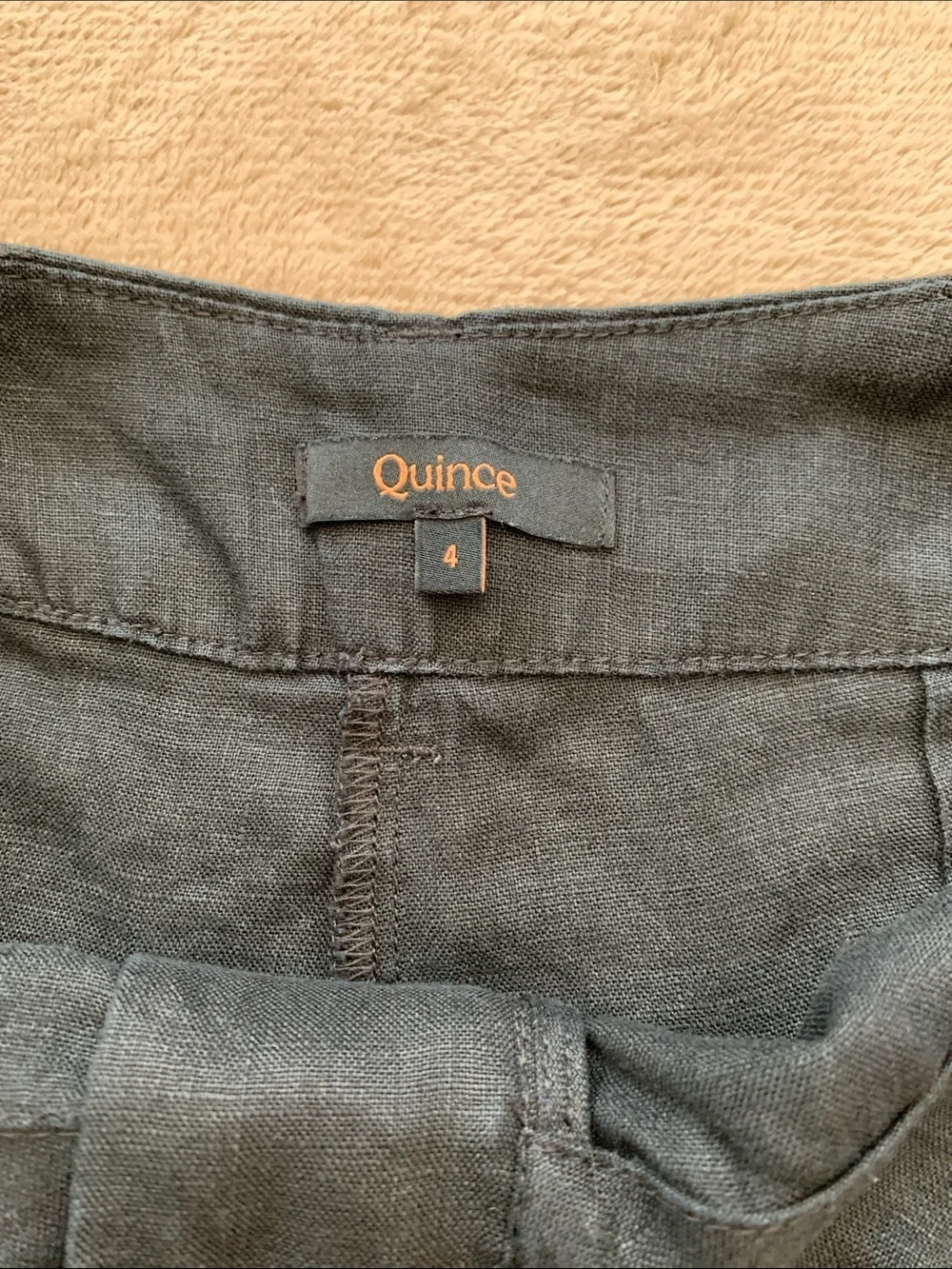 Quince 100% European Linen Patch Pocket Wide Leg Pants - Black Size 4